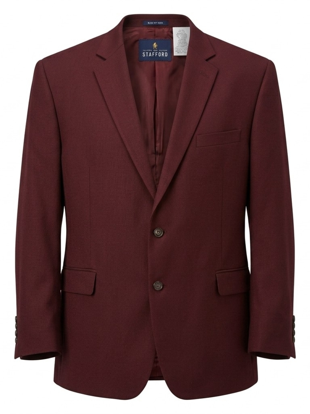 Stafford Big & Tall 52 Long Burgundy Maroon Wool Blend Hopsack Blazer Sport Coat